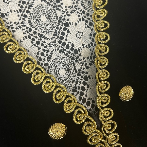 Vintage military inspired black velvet with gold trim accents and buttons - Picture 11 of 15